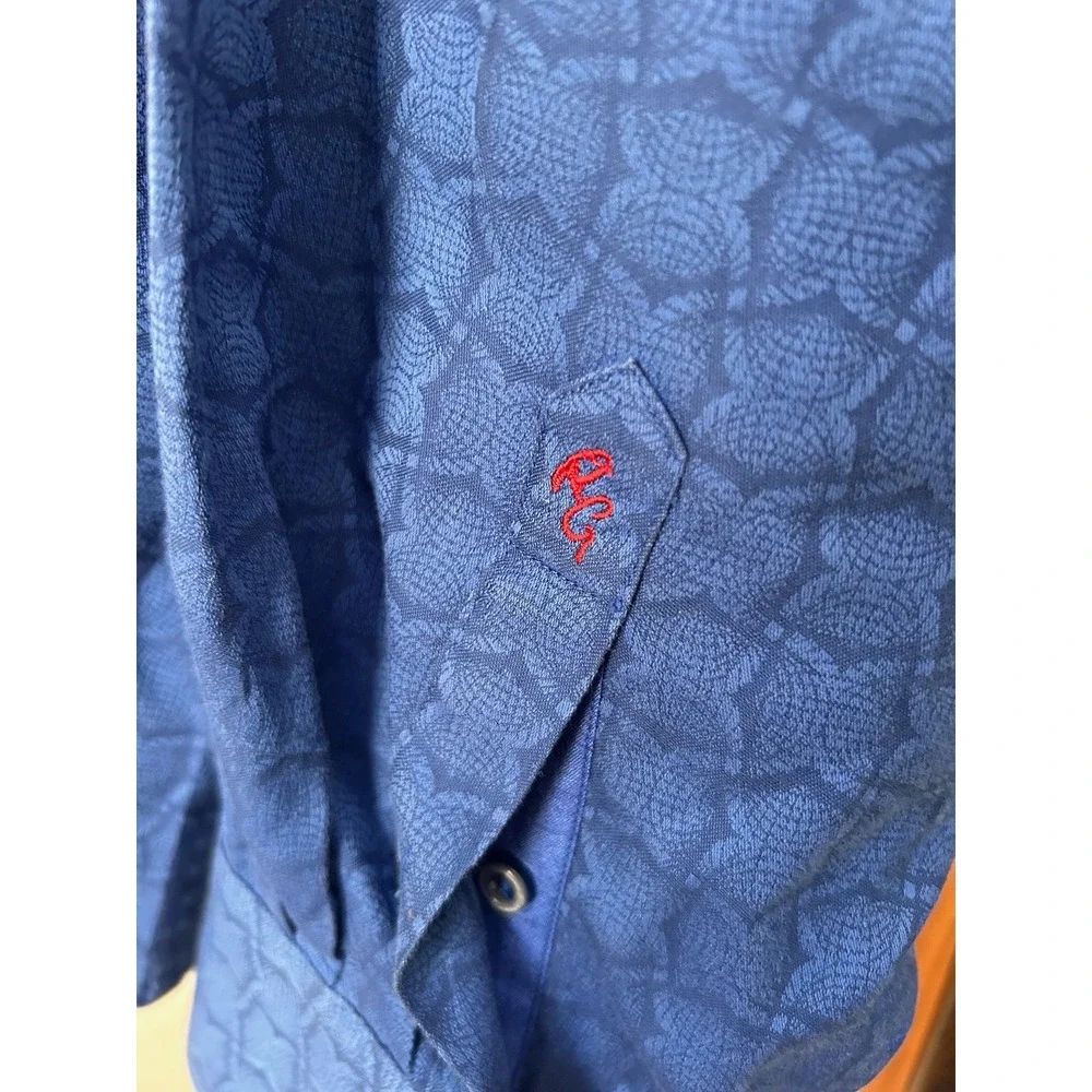 Robert‎ Graham Mens 4XL Blue Geometric Jacquard Long Sleeve Button Down Shirt